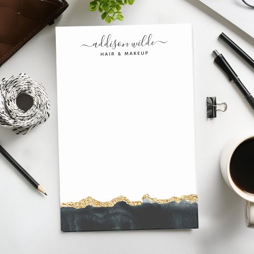 Black And Gold Watercolor Personalized Post_it Notes