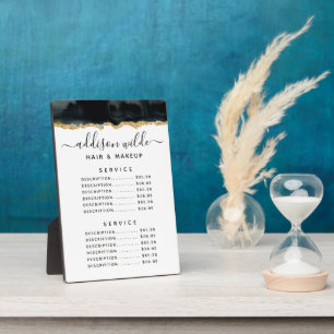 Black And Gold Watercolor Price Menu Plaque