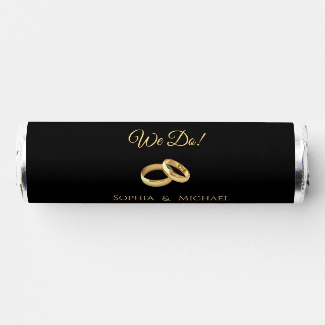 Black and Gold-We Do-Wedding-Rings- Breath Savers® Mints (Front)