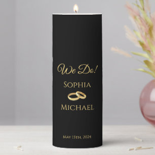 Black and Gold-We Do-Wedding-Rings- Pillar Candle