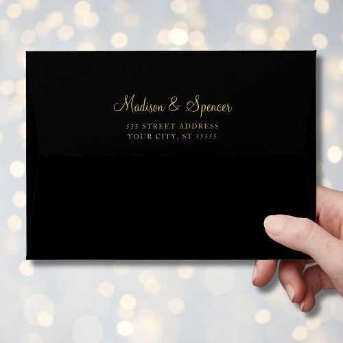 Black and Gold Wedding 5x7 Envelope