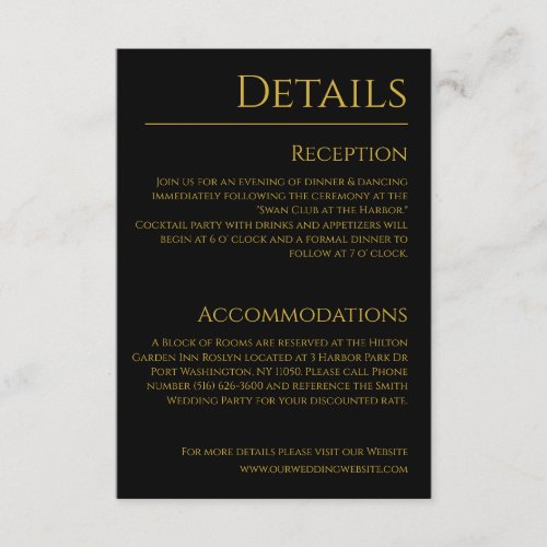 Black and Gold_Wedding Details_ Enclosure Card