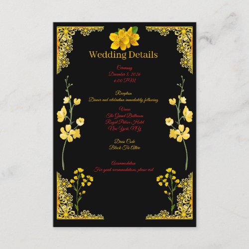 Black and Gold Wedding Enclosure Card