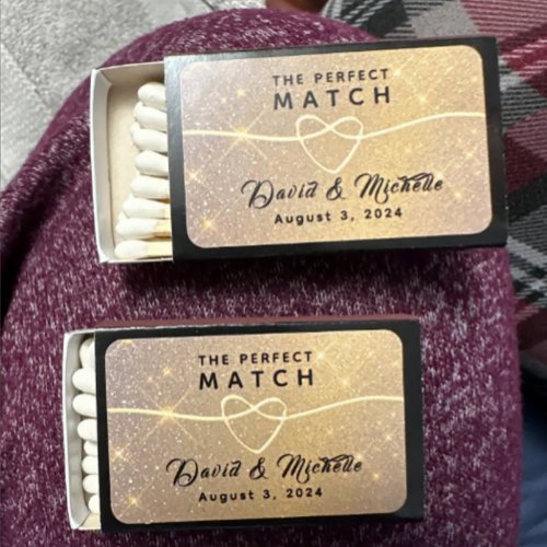 Black and Gold Wedding Favor Matchboxes