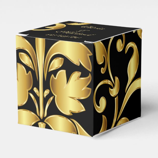 Black and Gold Wedding Favors Box (Front Side)