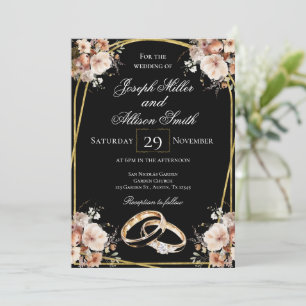 Black and Gold Wedding Invitation