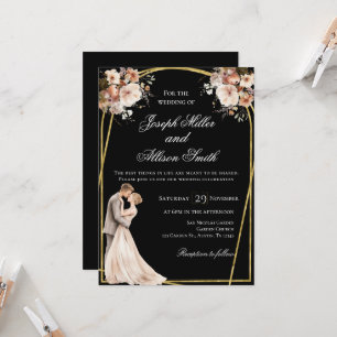 Black and Gold Wedding Invitation