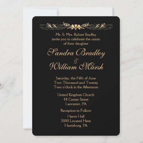 Black and Gold Wedding Invitation