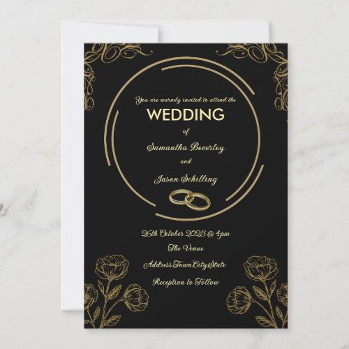 Black and Gold Wedding Invitation