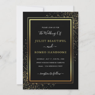 Black and Gold Wedding Invitation Luxury Elegant