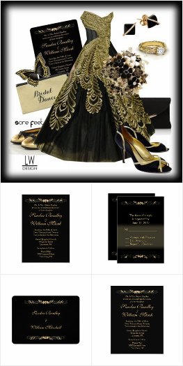 Black and Gold Wedding Invitation Suite 