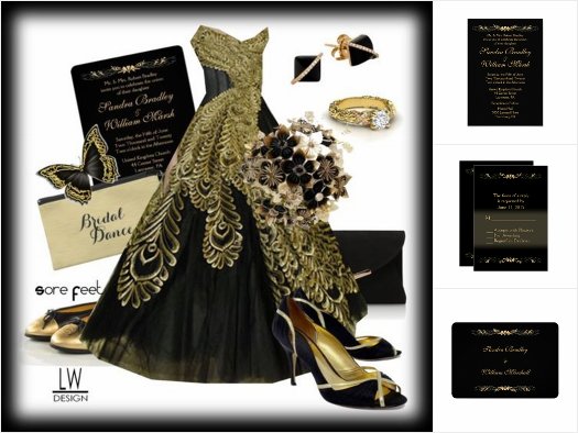 Black and Gold Wedding Invitation Suite 