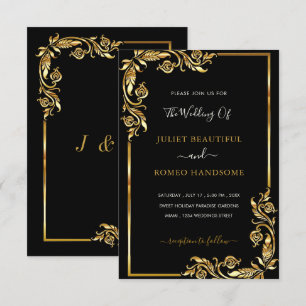 Black and Gold Wedding Invitations Design Your Own