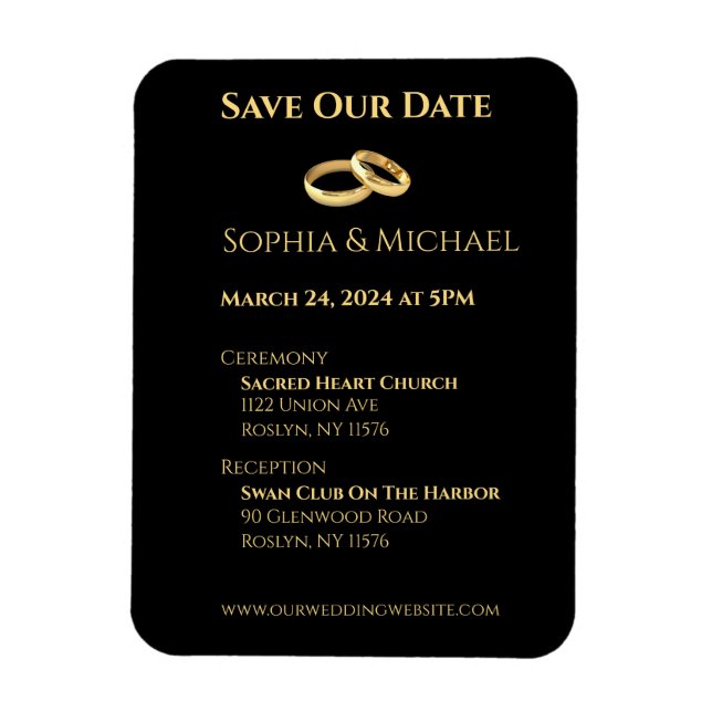Black and Gold-Wedding- Magnet (Vertical)