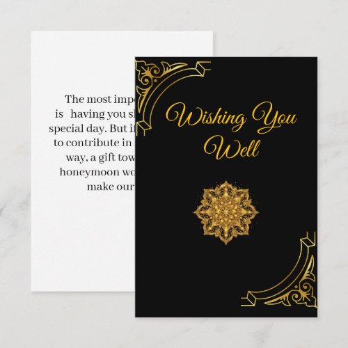 Black and Gold Wedding Mandela Encloser Card