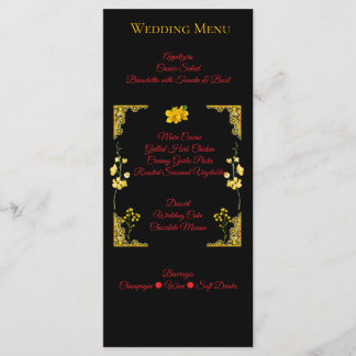 Black and Gold Wedding Menu Card