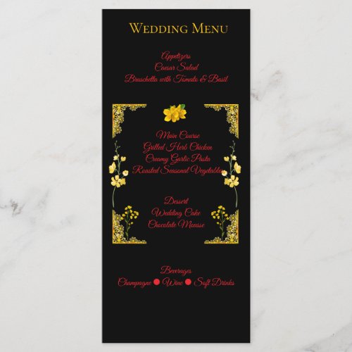 Black and Gold Wedding Menu Card