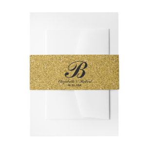 Black and Gold Wedding Monogram Invitation Belly Band