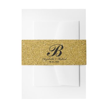 Black And Gold Wedding Monogram Invitation Belly Band by HasCreations at Zazzle