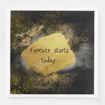 Black and gold wedding napkin