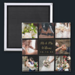 Black And Gold Wedding Photo Collage Magnet<br><div class="desc">Personalize with your eight favourite wedding photos,  name and special date to create a unique photo collage,  memory and gift. A lovely keepsake to treasure! Designed by Thisisnotme©</div>