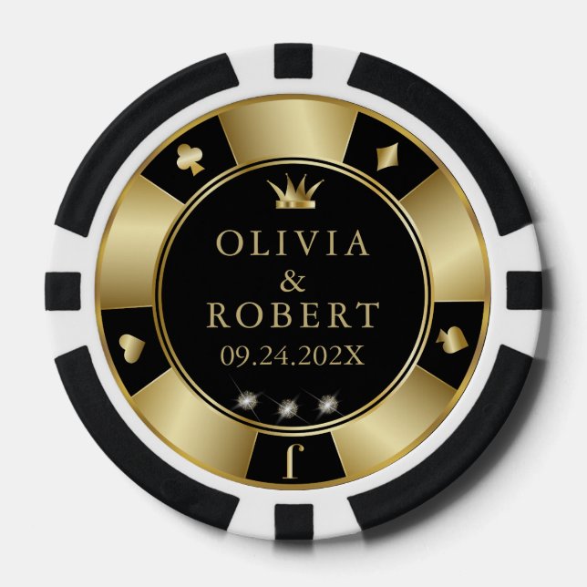 Black and gold wedding poker chips (Front)