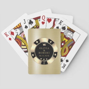 Black and gold wedding poker chips cards