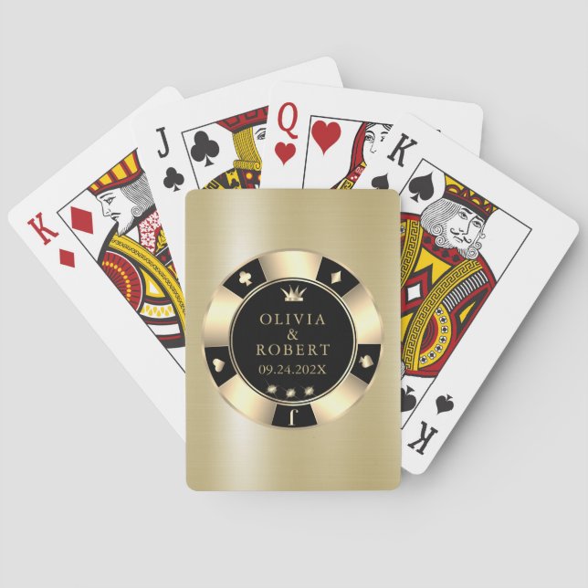 Black and gold wedding poker chips poker cards (Back)