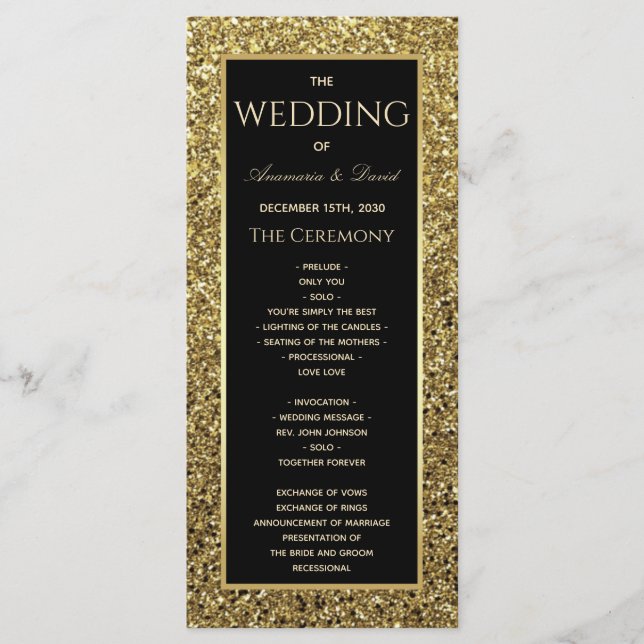 Black and Gold Wedding Program (Front)
