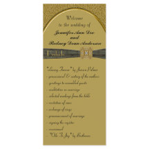 Black and Gold Wedding Program Rack Card