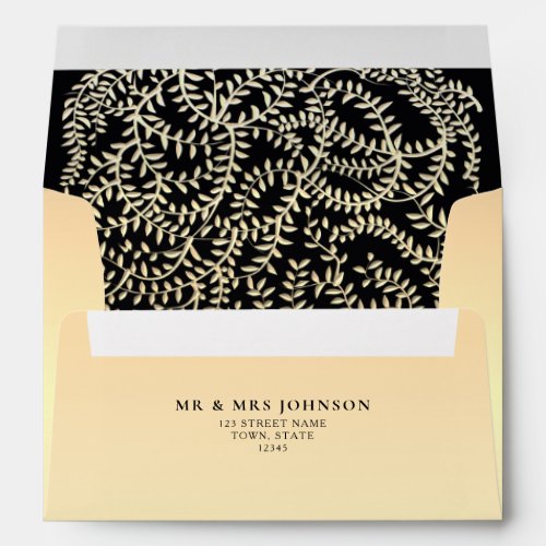 Black and Gold Wedding Return Address Envelope