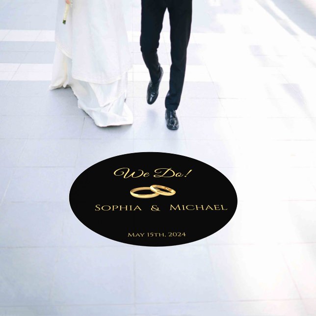 Black and Gold-Wedding-Rings- Floor Decals (Wedding)