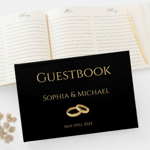 Black and Gold_Wedding Rings_ Guest Book