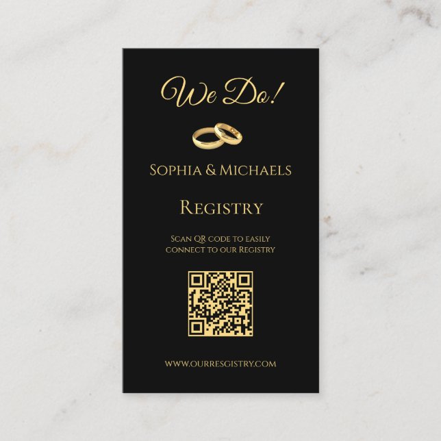 Black and Gold-Wedding Rings-Registry- Business Card (Front)