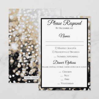 Black and Gold Wedding RSVP Card