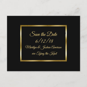 Black and Gold Wedding Save the Date Postcards