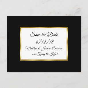 Black and Gold Wedding Save the Date Postcards