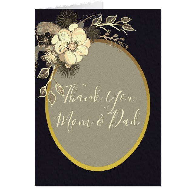 Black and Gold Wedding Thank You Card (Front)