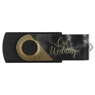 Black and Gold Wedding USB Flash Drive