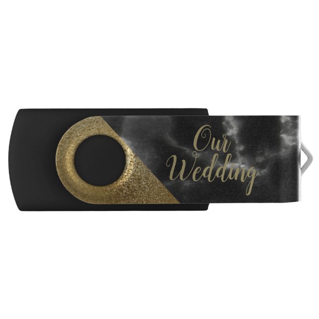 Black and Gold Wedding USB Flash Drive (Front)