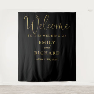 Black And Gold Wedding Welcome Photo Backdrop