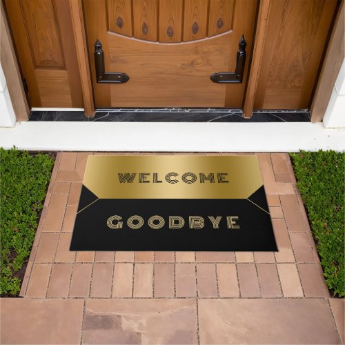 Black and goldwellcome Goodbye Doormat