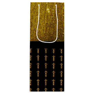 Black and gold Wine Tote Bags with modern pattern