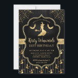 Black and Gold Witch and Bats Damask 21st Birthday Invitation<br><div class="desc">Elegant black and gold foil halloween witch and stripes pattern with cobwebs,  witch and bats clipart design</div>