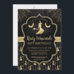 Black and Gold Witch and Bats Damask 21st Birthday Invitation<br><div class="desc">Elegant black and gold foil halloween witch and stripes pattern with cobwebs,  witch and bats clipart design</div>