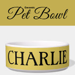 Black and gold with a name cat or dog bowl<br><div class="desc">Simple black and gold pet feeding bowl for your dog or cat.</div>