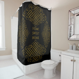 Black and Gold with custom message Shower Curtain