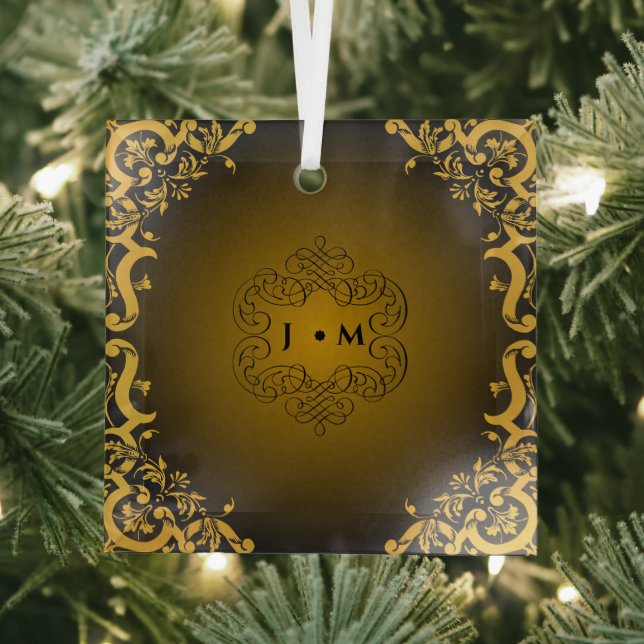 Black and Gold with Decorative Elements  Glass Ornament (Insitu)