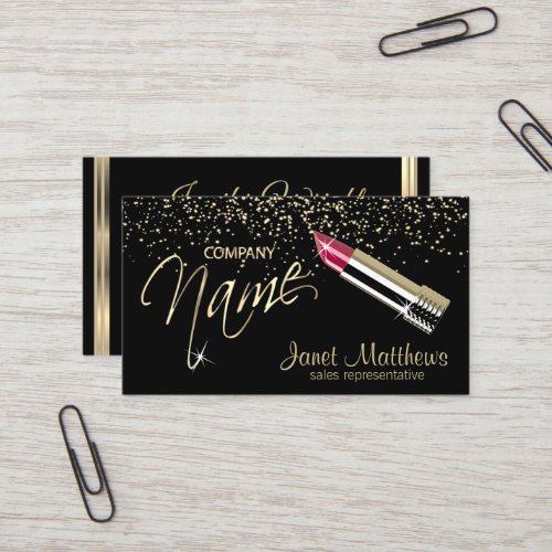 Black and Gold with Lipstick Business Card