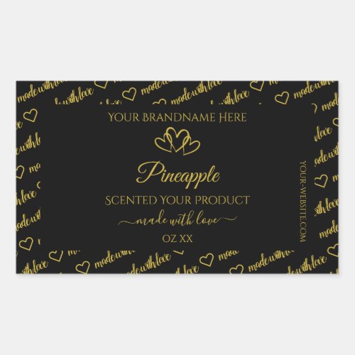 Black and Gold Word Cloud Product Labels Hearts